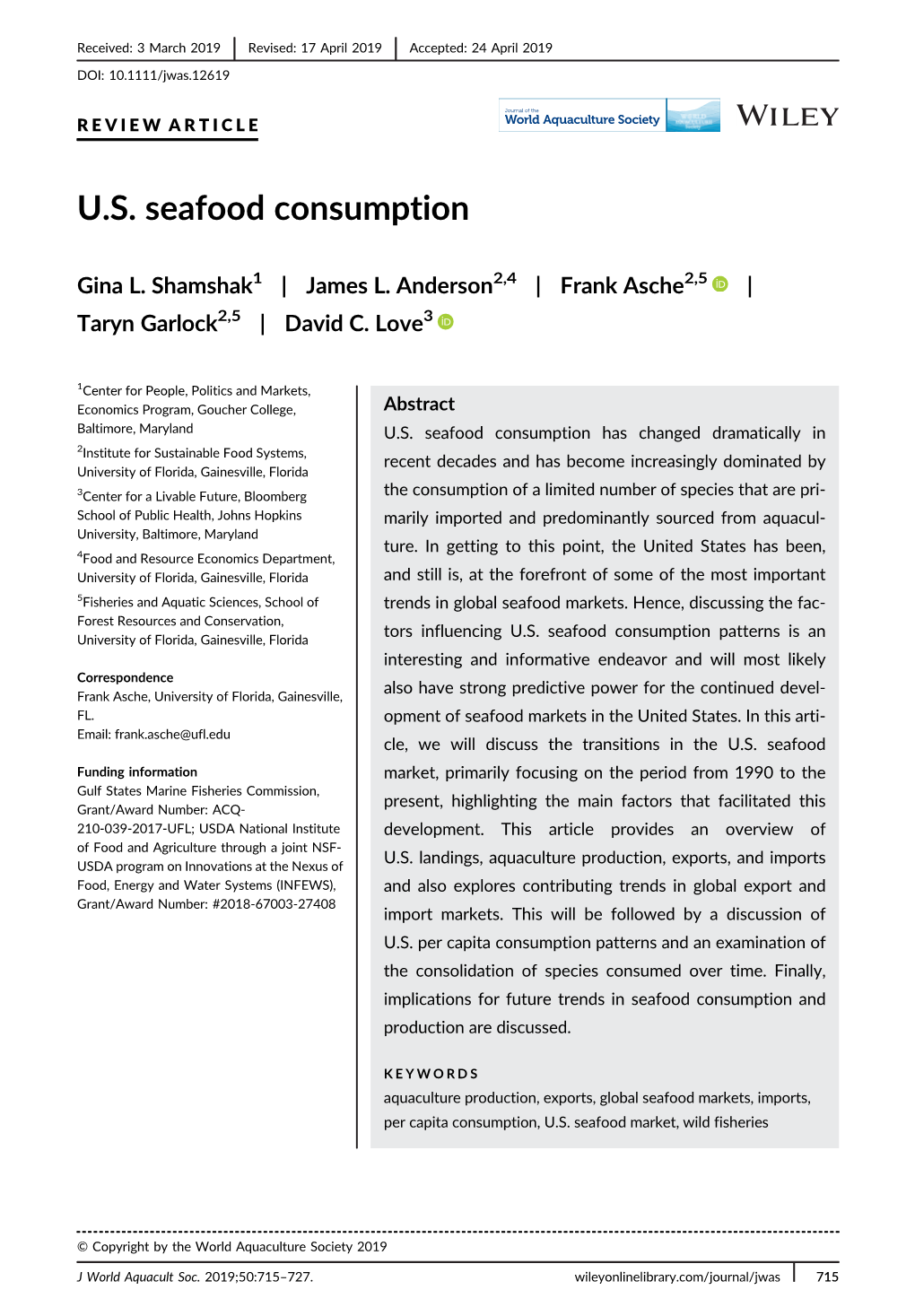 U.S. Seafood Consumption