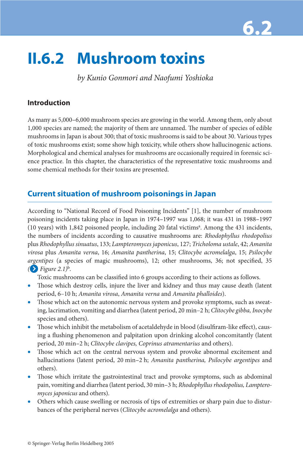 II.6.2 Mushroom Toxins by Kunio Gonmori and Naofumi Yoshioka