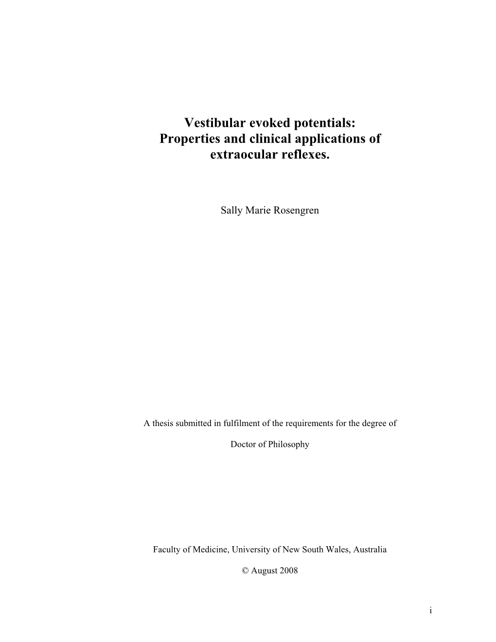 Vestibular Evoked Potentials: Properties and Clinical Applications of Extraocular Reflexes