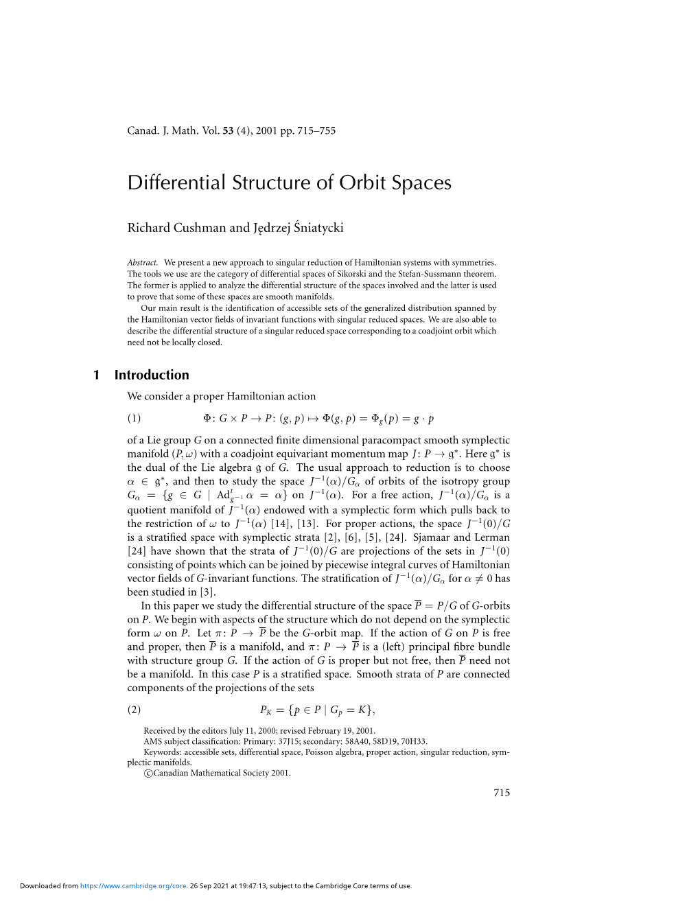 Differential Structure of Orbit Spaces