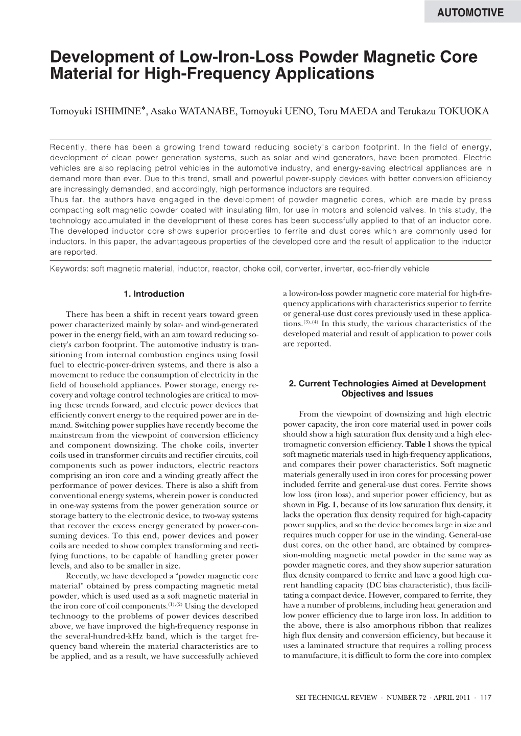 Development of Low-Iron-Loss Powder Magnetic Core Material for High-Frequency Applications