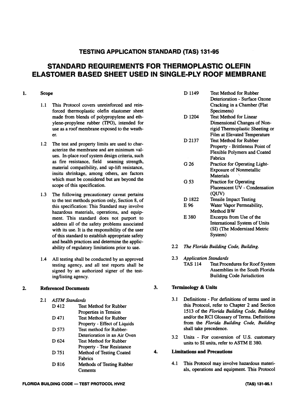 Standard Requirements for Thermoplastic Olefin Elastomer Based Sheet Used in Single-Ply Roof Membrane