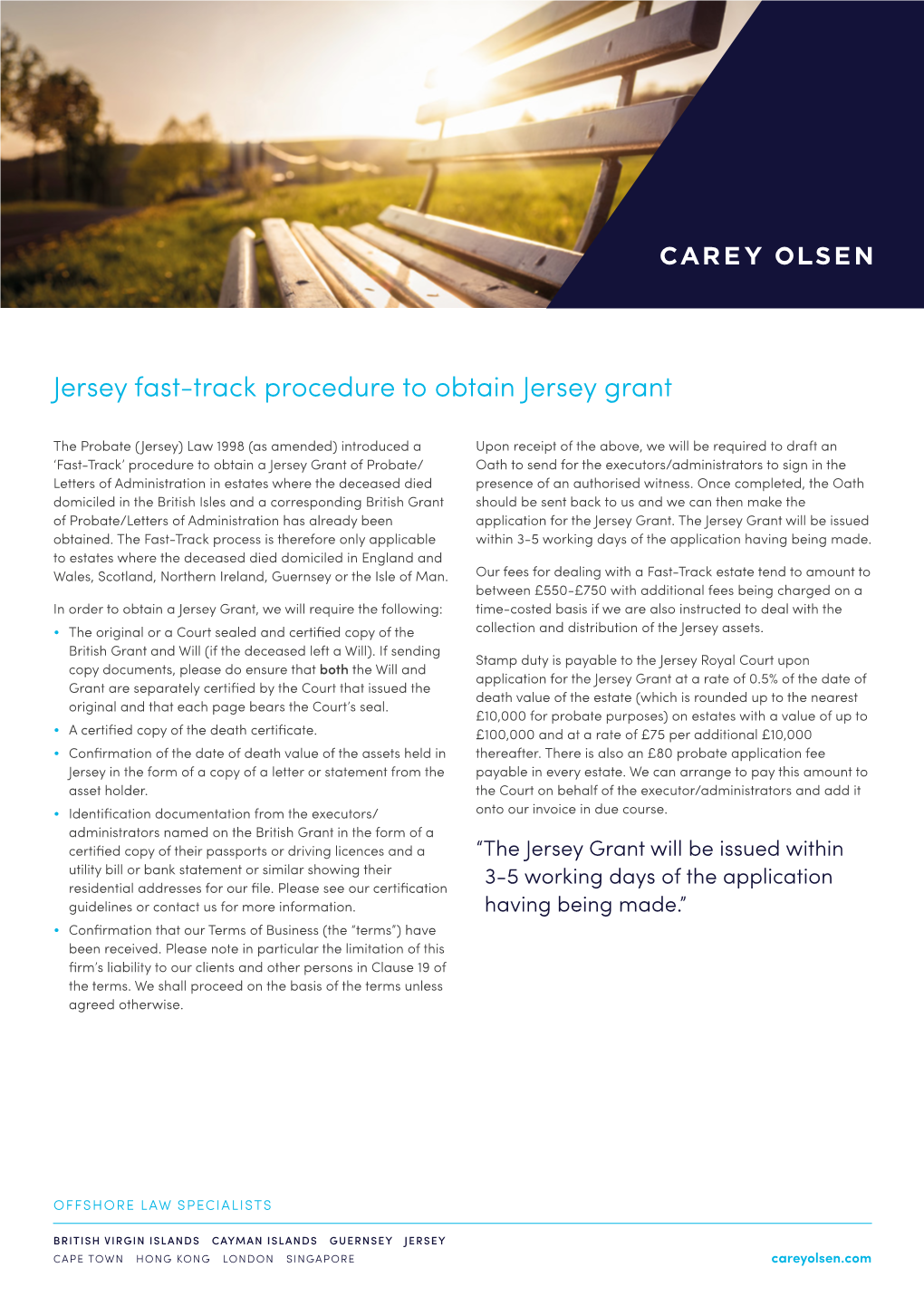 Jersey Fast-Track Procedure to Obtain Jersey Grant