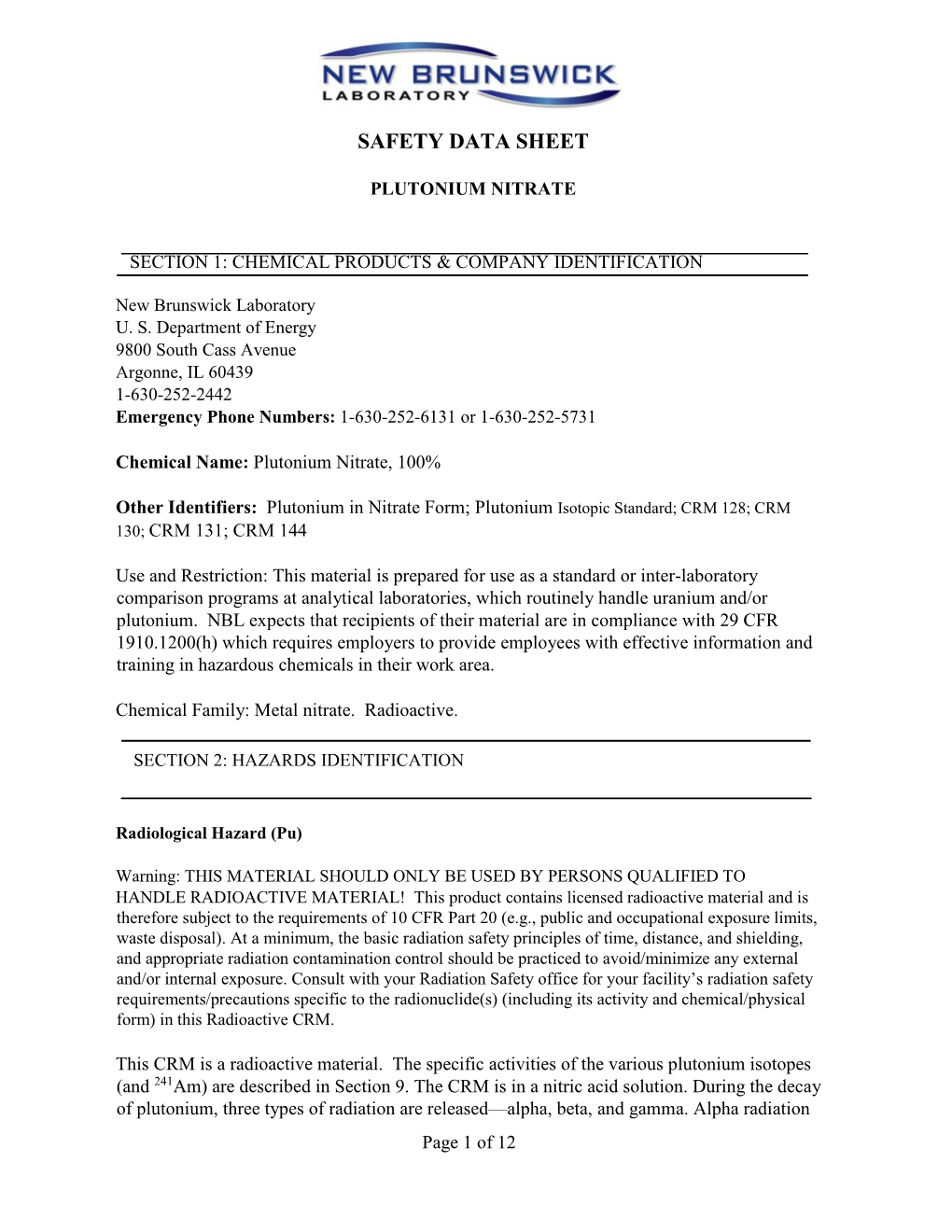 Safety Data Sheet