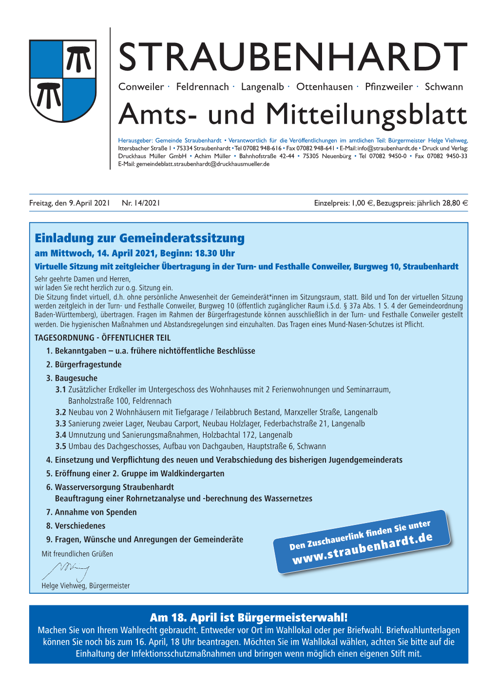 Amts- Und Mitteilungsblatt