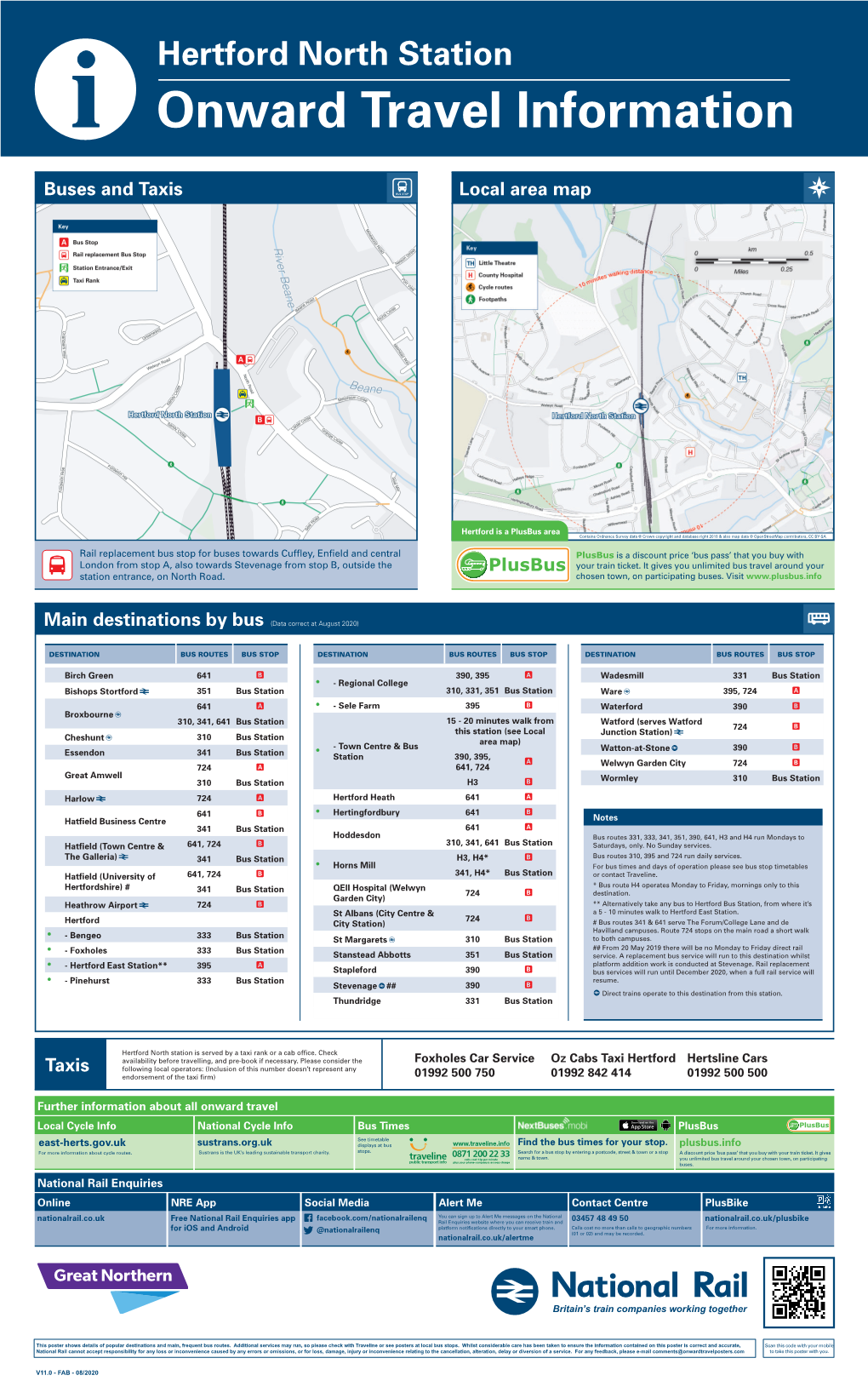 Hertford North Station I Onward Travel Information Buses and Taxis Local Area Map