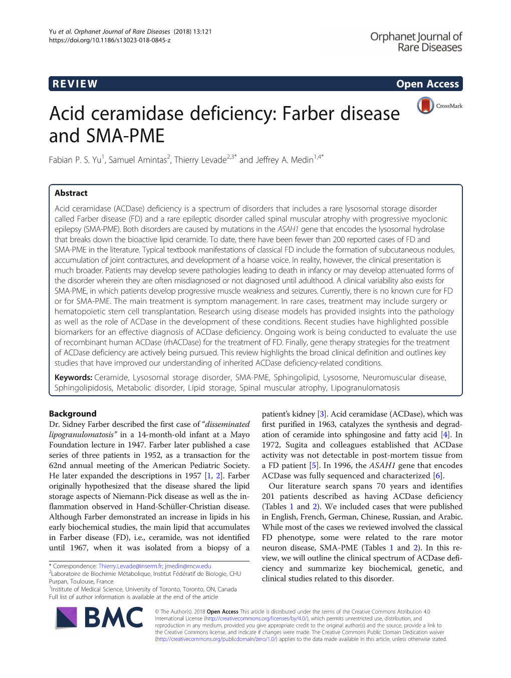 Acid Ceramidase Deficiency: Farber Disease and SMA-PME Fabian P