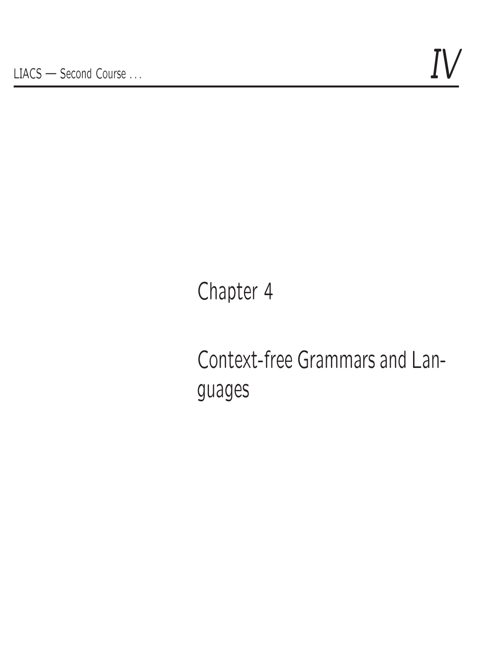 Chapter 4 Context-Free Grammars And