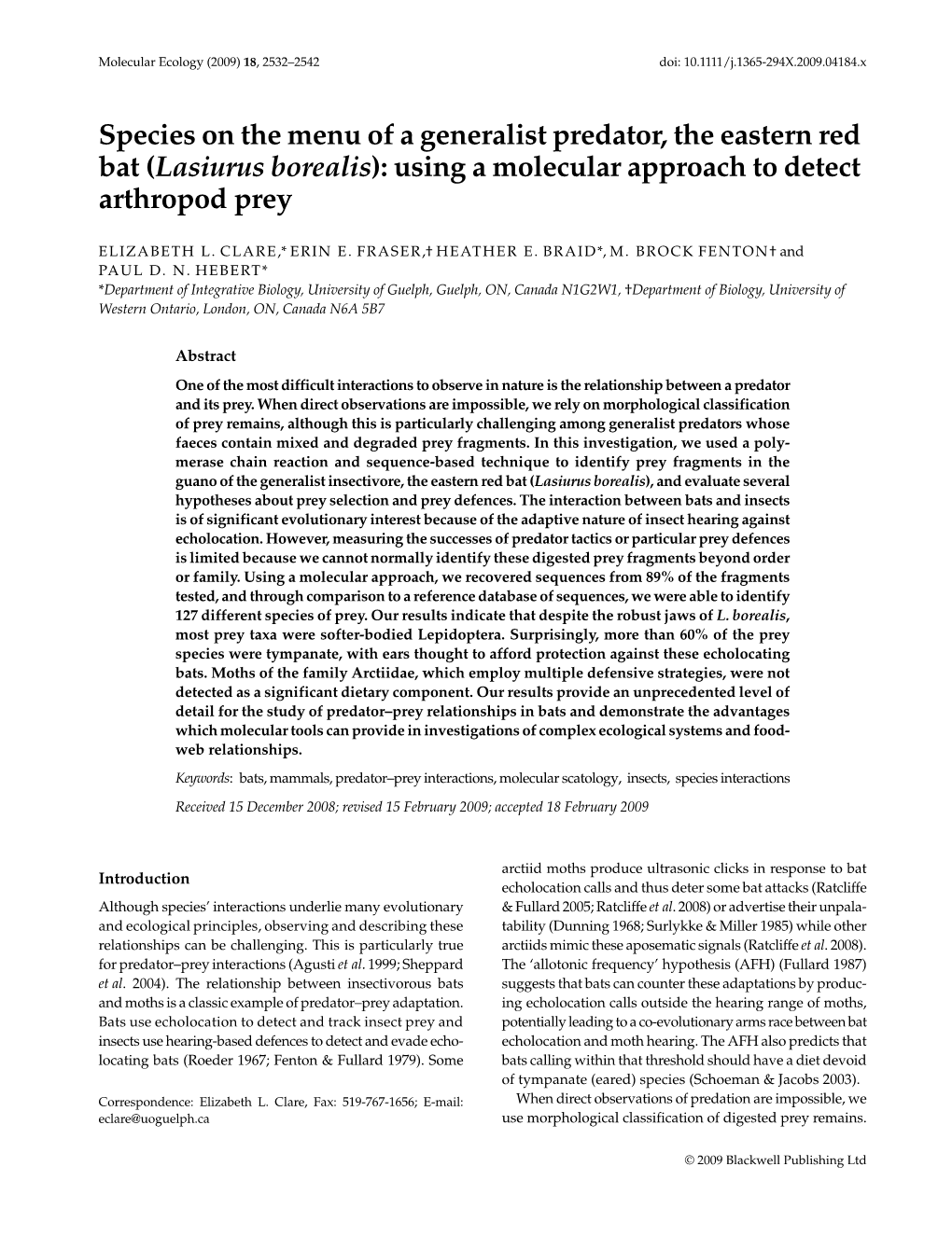 Species on the Menu of a Generalist