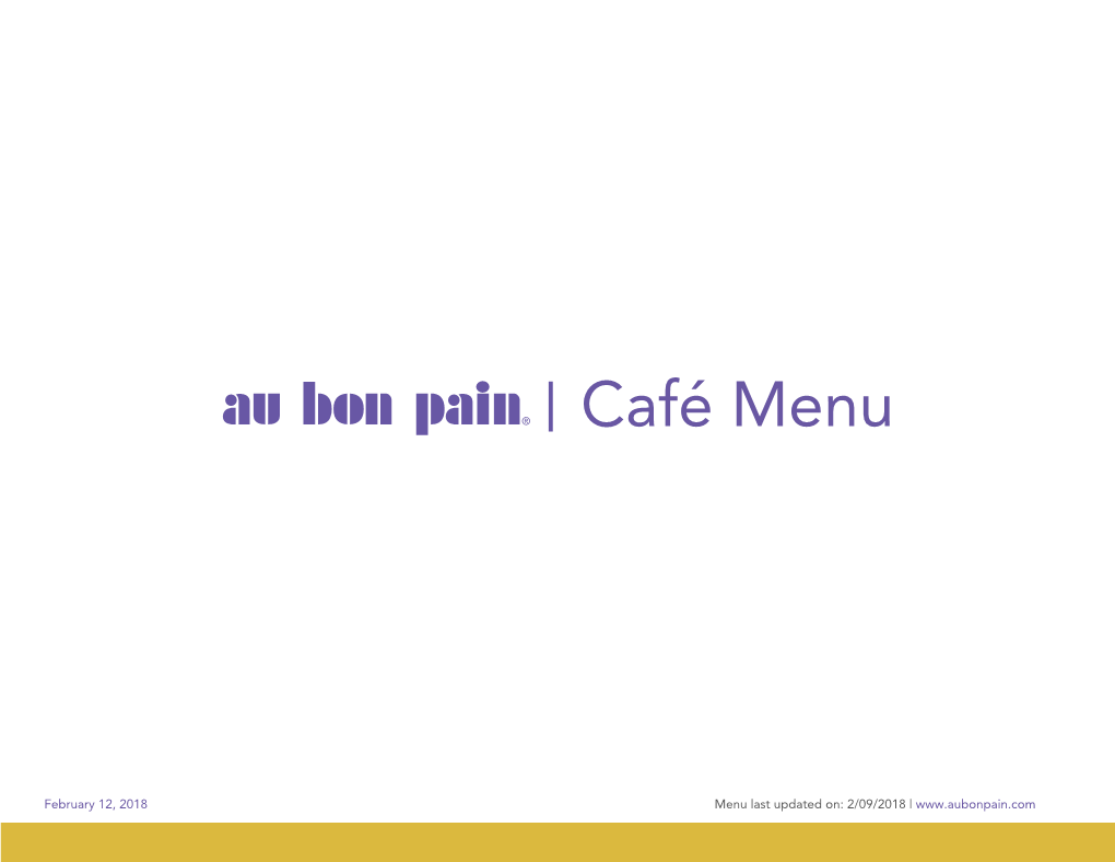 Au Bon Pain Nutritional Information Menu