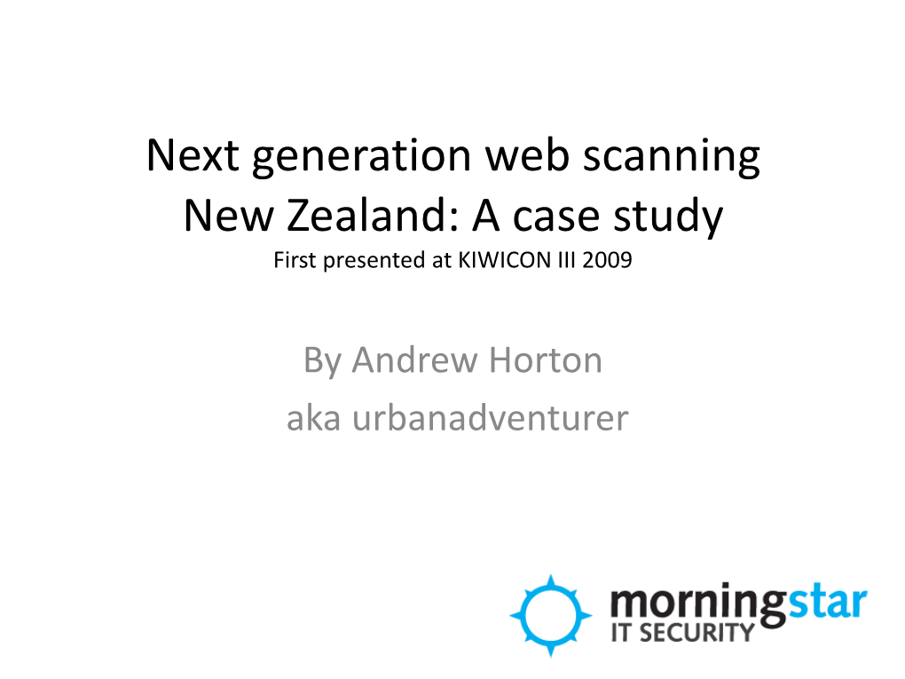 Download Next Generation Web Scanning