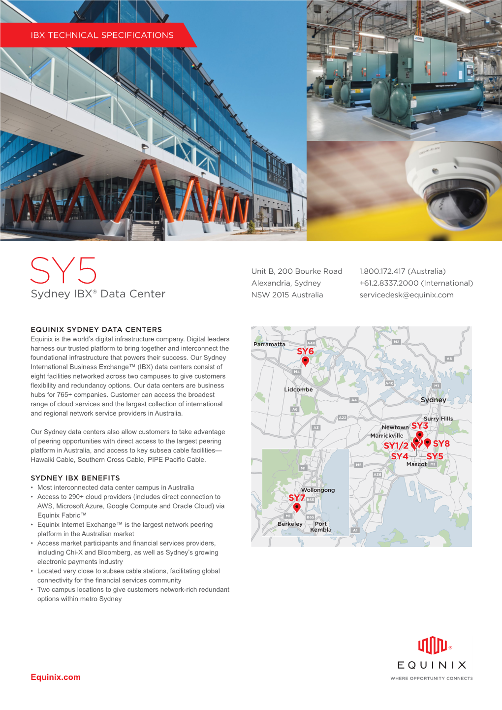 Sydney IBX® Data Center NSW 2015 Australia Servicedesk@Equinix.Com