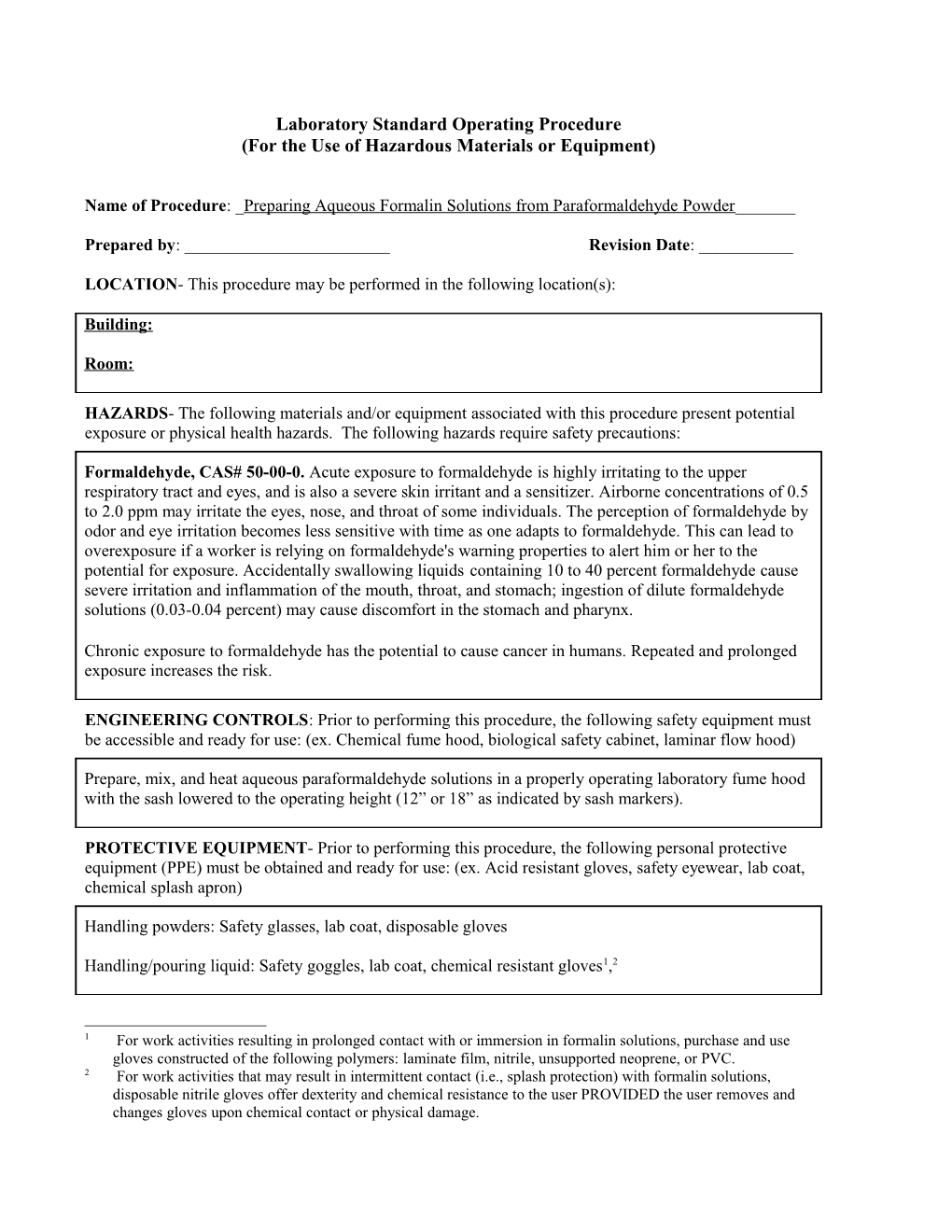 Laboratory Standard Operating Procedure s2