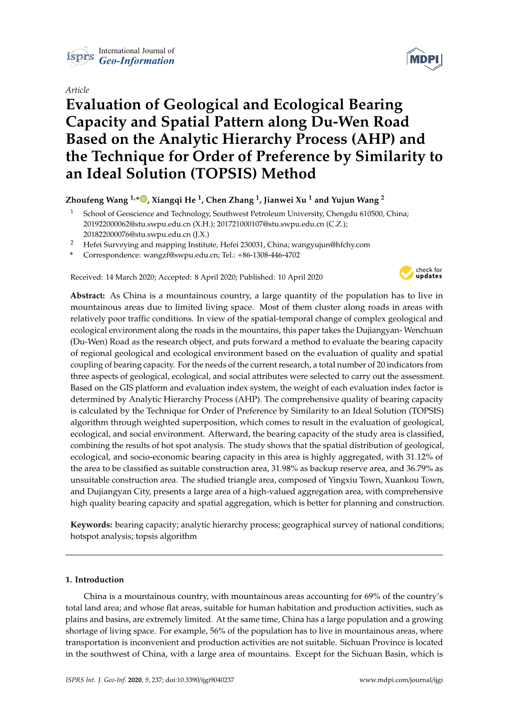 Evaluation of Geological and Ecological Bearing Capacity And