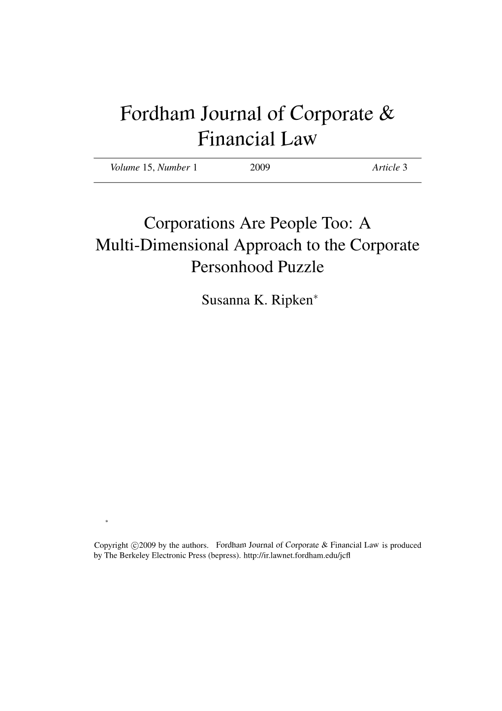 Fordham Journal of Corporate & Financial