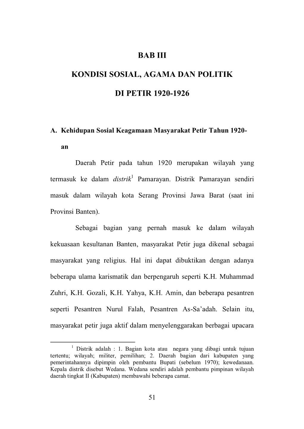 Bab Iii Kondisi Sosial, Agama Dan Politik Di Petir 1920-1926