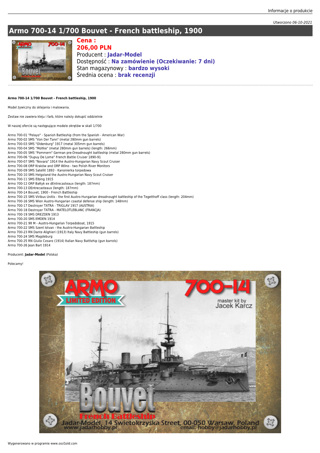 Armo 700-14 1/700 Bouvet