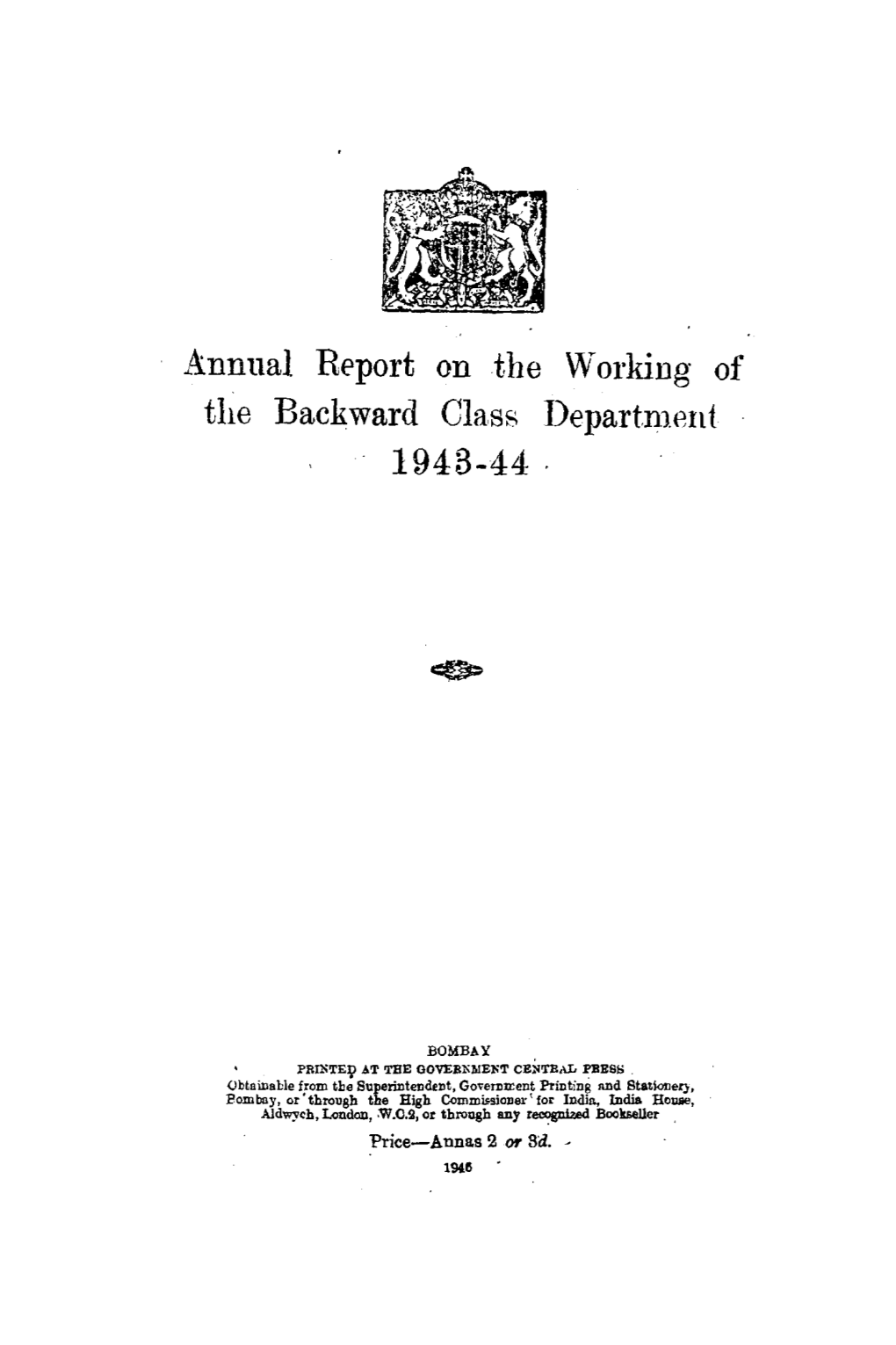 Annual Report on the the Backward Class