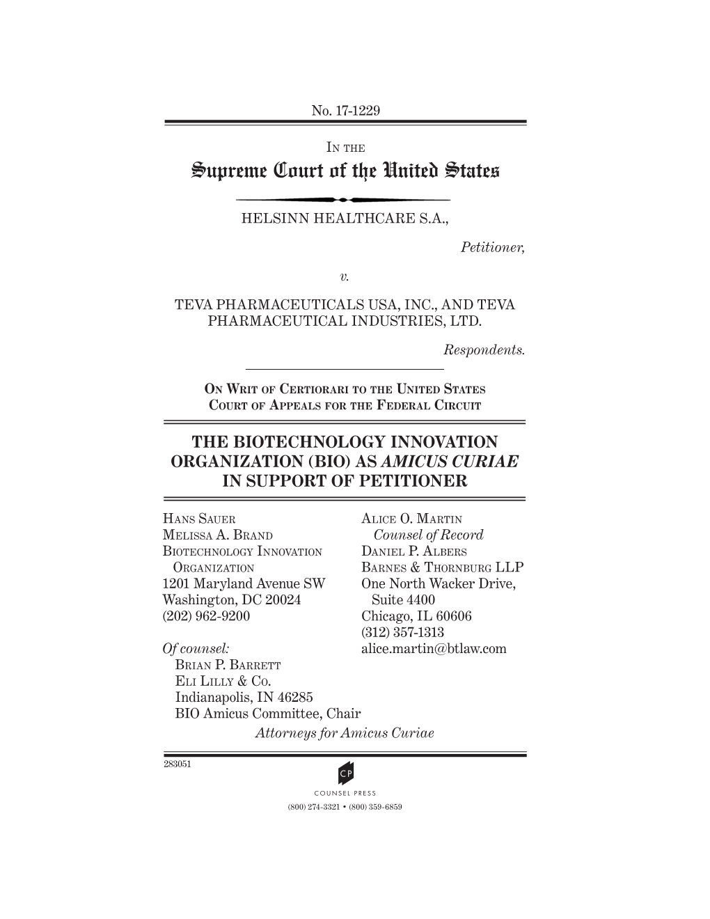 Biotechnology Innovation Organization (Bio) As Amicus Curiae in Support of Petitioner