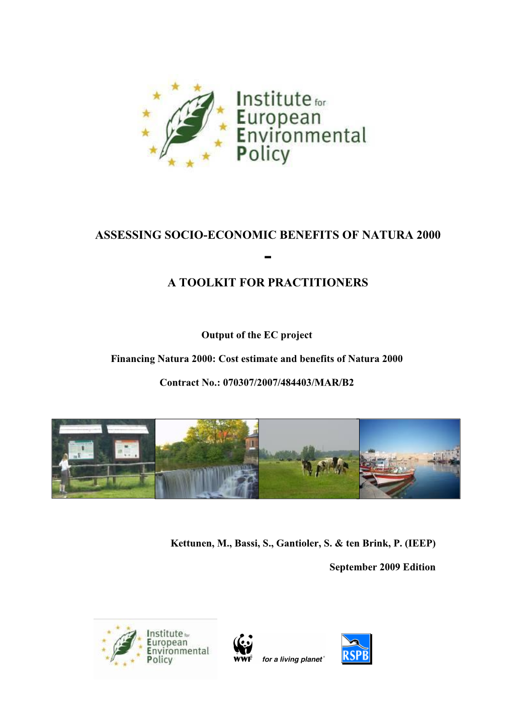 Assessing Socio-Economic Benefits of Natura 2000: a Toolkit for Practitioners