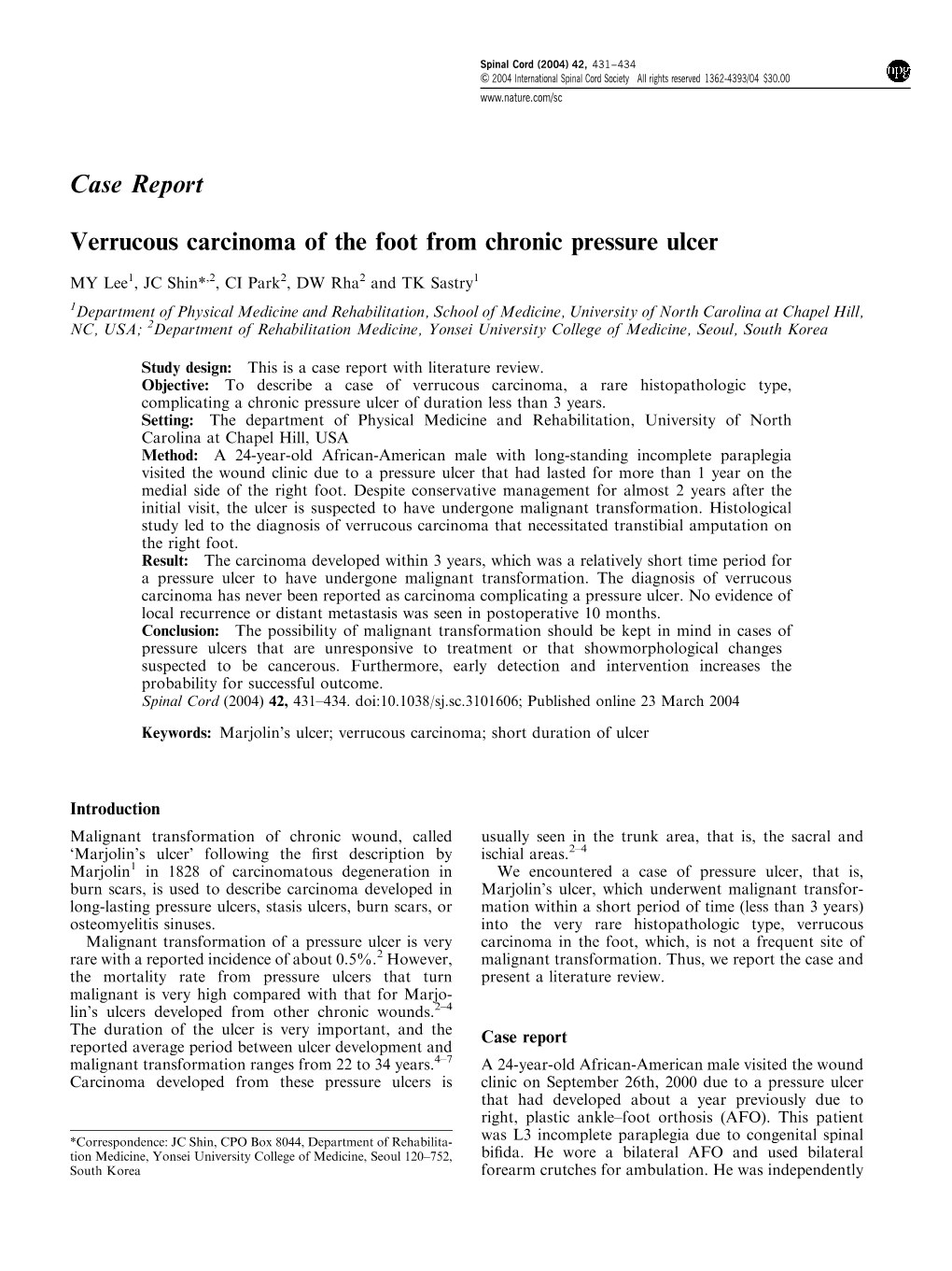 Verrucous Carcinoma of the Foot from Chronic Pressure Ulcer