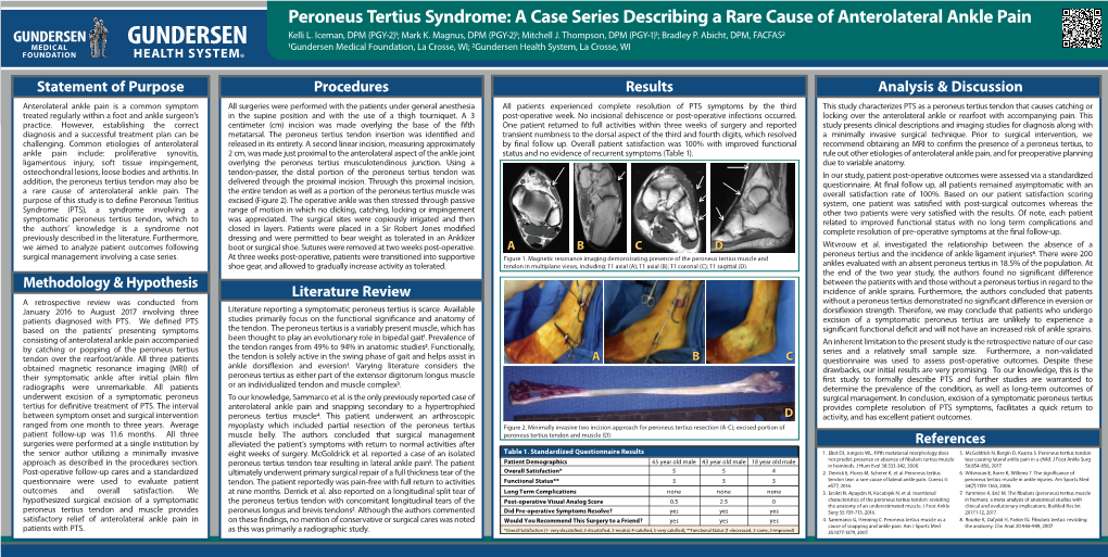 Peroneus Tertius Syndrome: a Case Series Describing a Rare Cause of Anterolateral Ankle Pain Kelli L