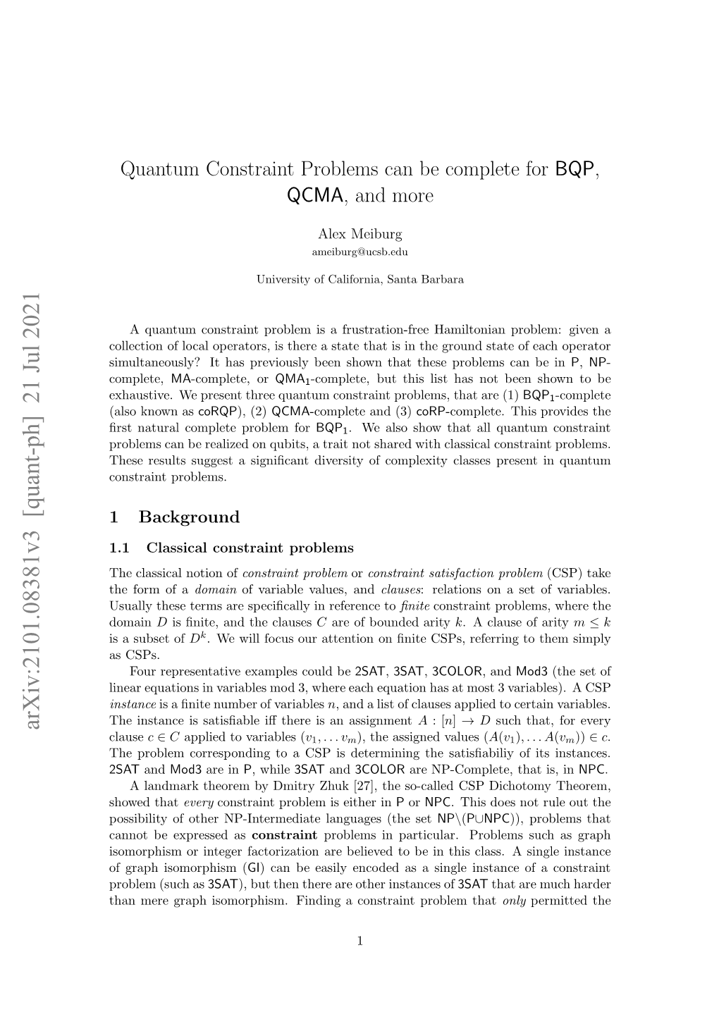 Arxiv:2101.08381V2 [Quant-Ph] 29 Jan 2021