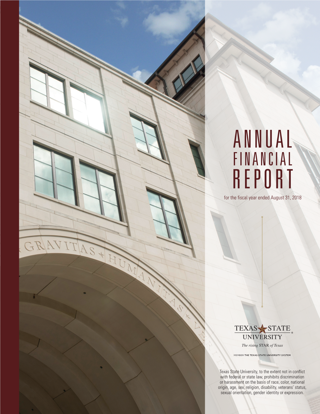 ANNUAL FINANCIAL REPORT for the Fiscal Year Ended August 31, 2018