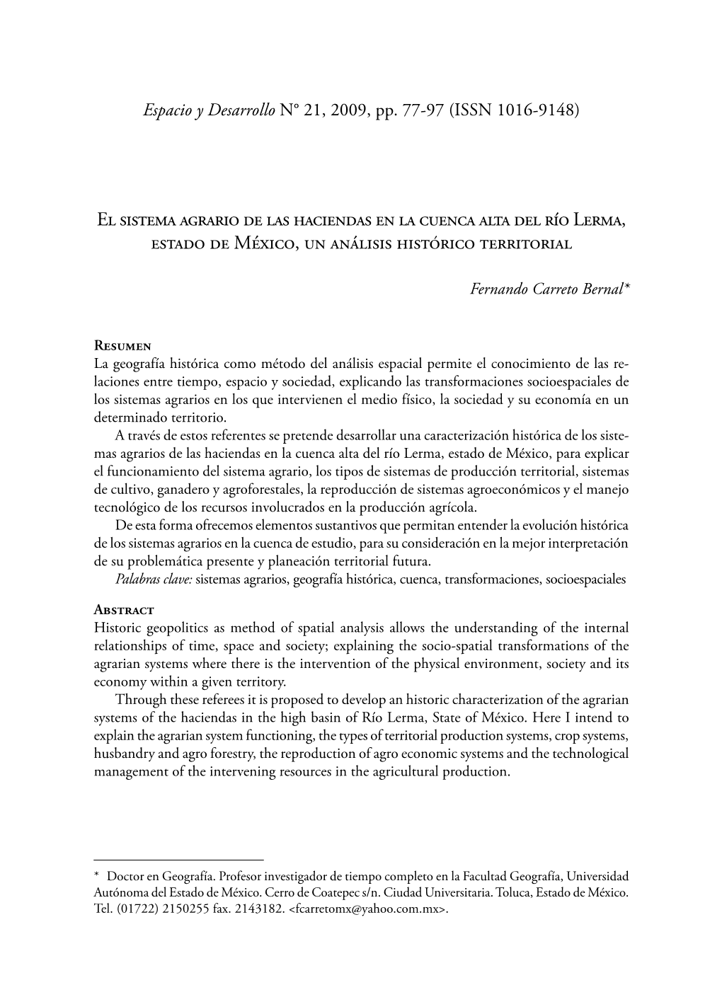 El Sistema Agrario De Las Haciendas En La Cuenca Alta Del Río Lerma, Estado De México, Un Análisis Histórico Territorial