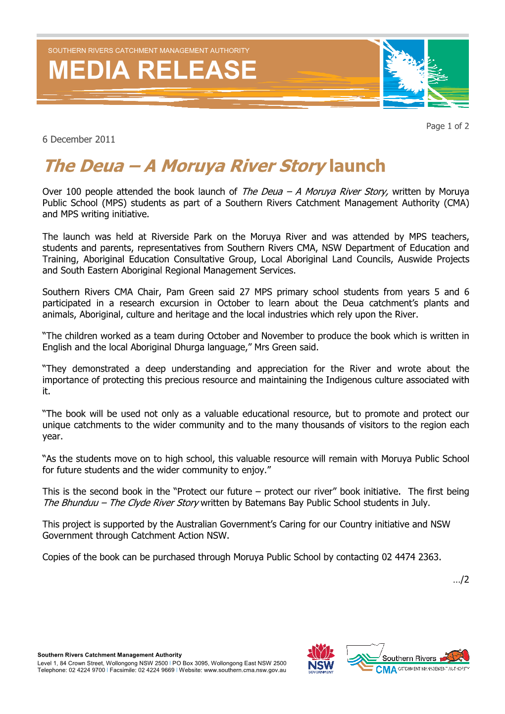 A Moruya River Story Launch