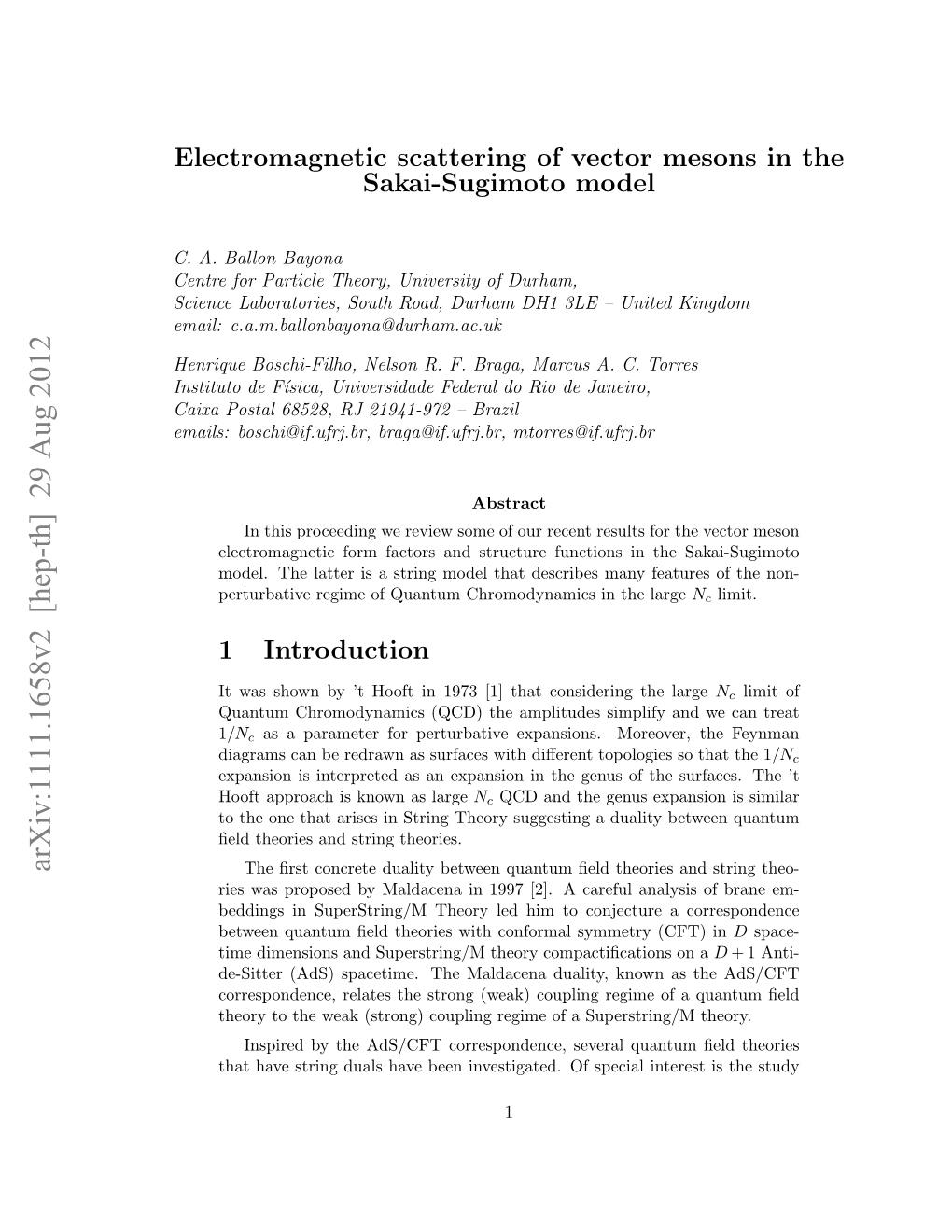 Electromagnetic Scattering of Vector Mesons in the Sakai-Sugimoto Model