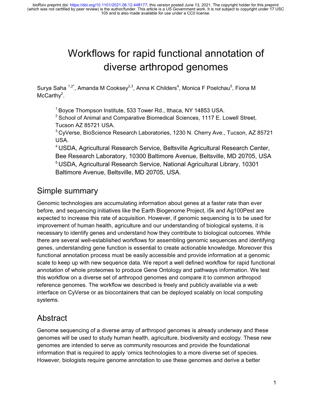 Workflows for Rapid Functional Annotation of Diverse Arthropod Genomes