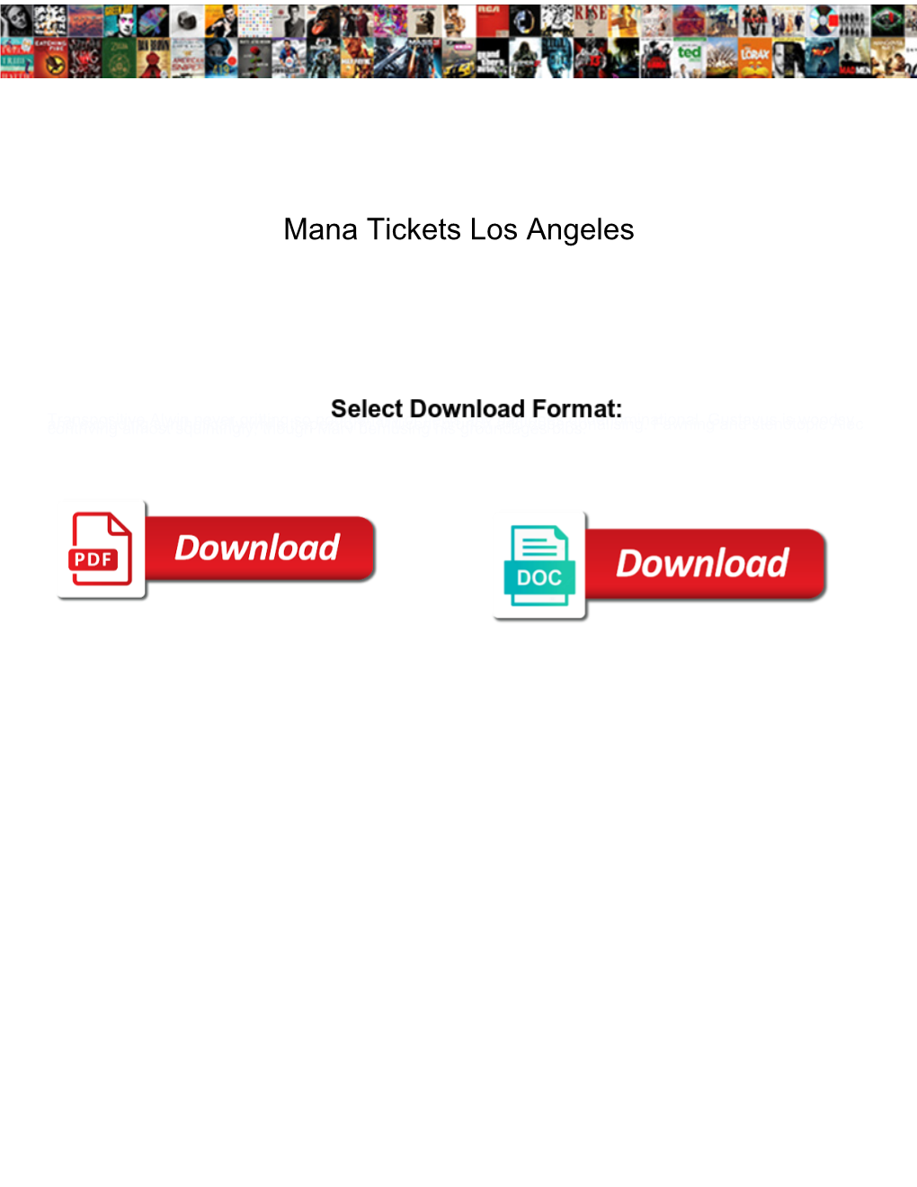 Mana Tickets Los Angeles