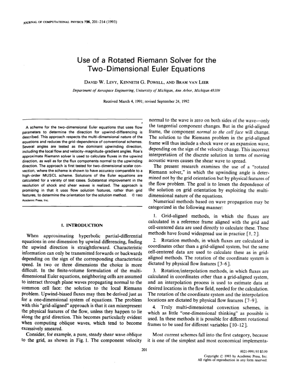 Use of a Rotated Riemann Solver for the Two-Dimensional Euler Equations