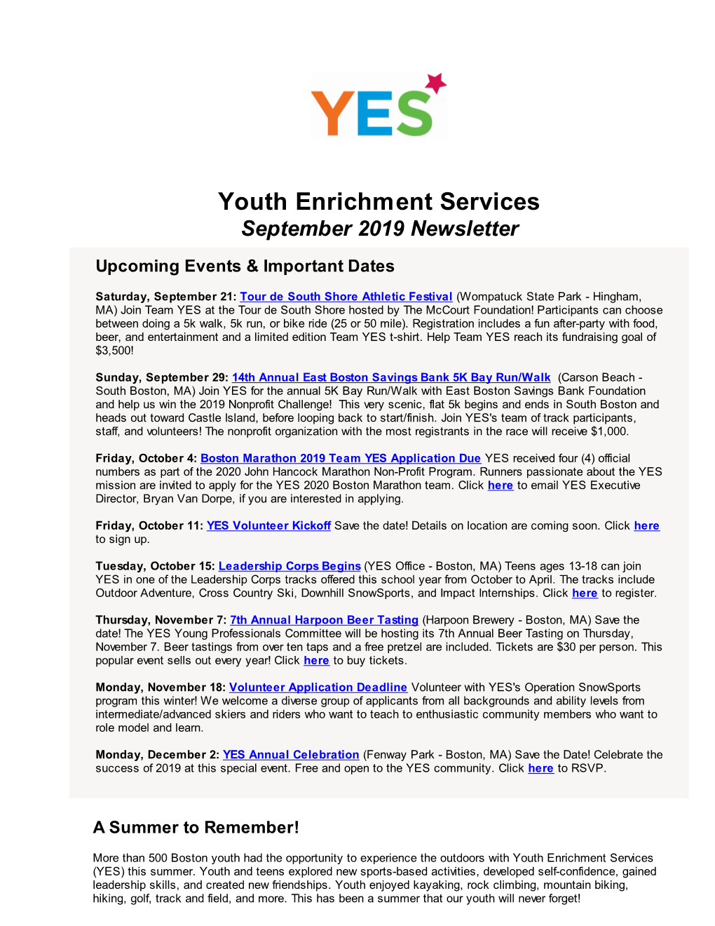 September 2019 Newsletter