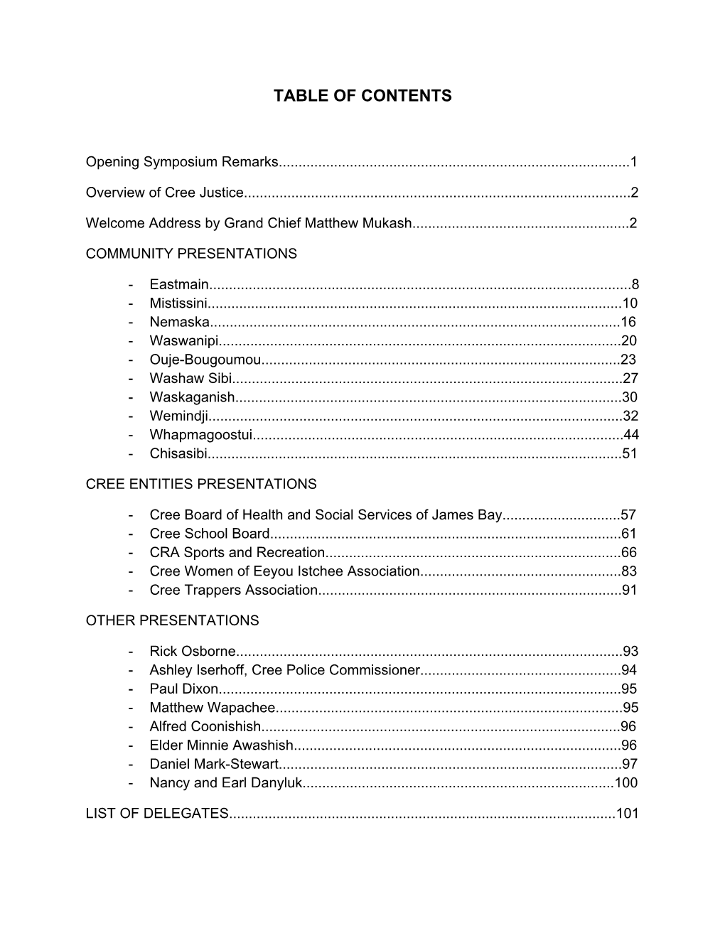 Table of Contents