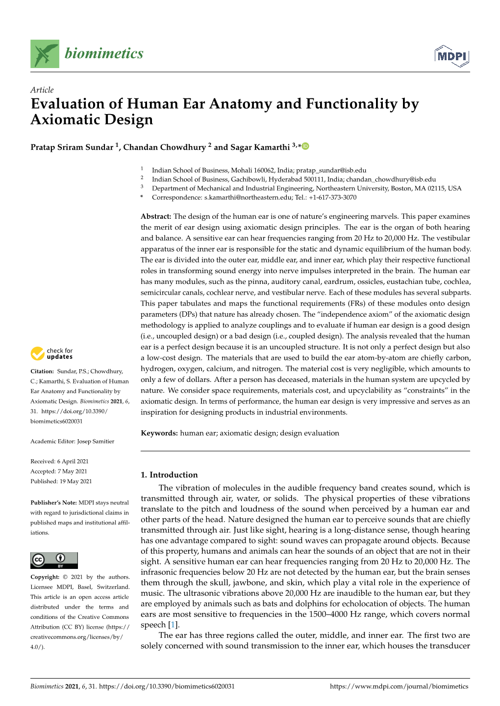 Evaluation of Human Ear Anatomy and Functionality by Axiomatic Design