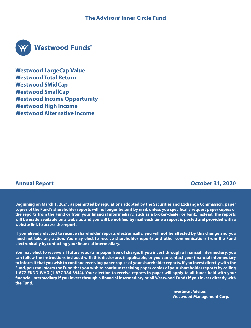 Westwood Funds Annual Report