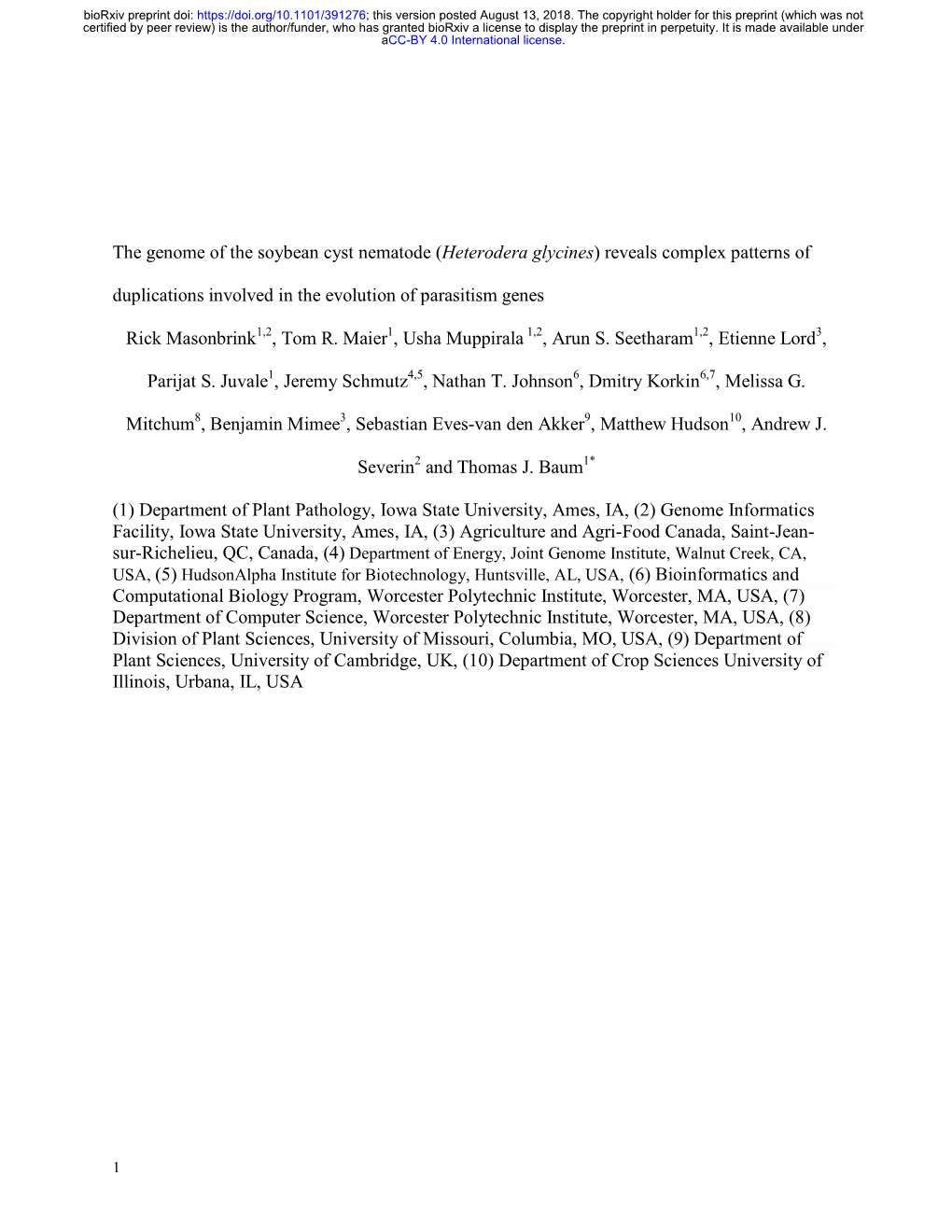 Heterodera Glycines) Reveals Complex Patterns Of