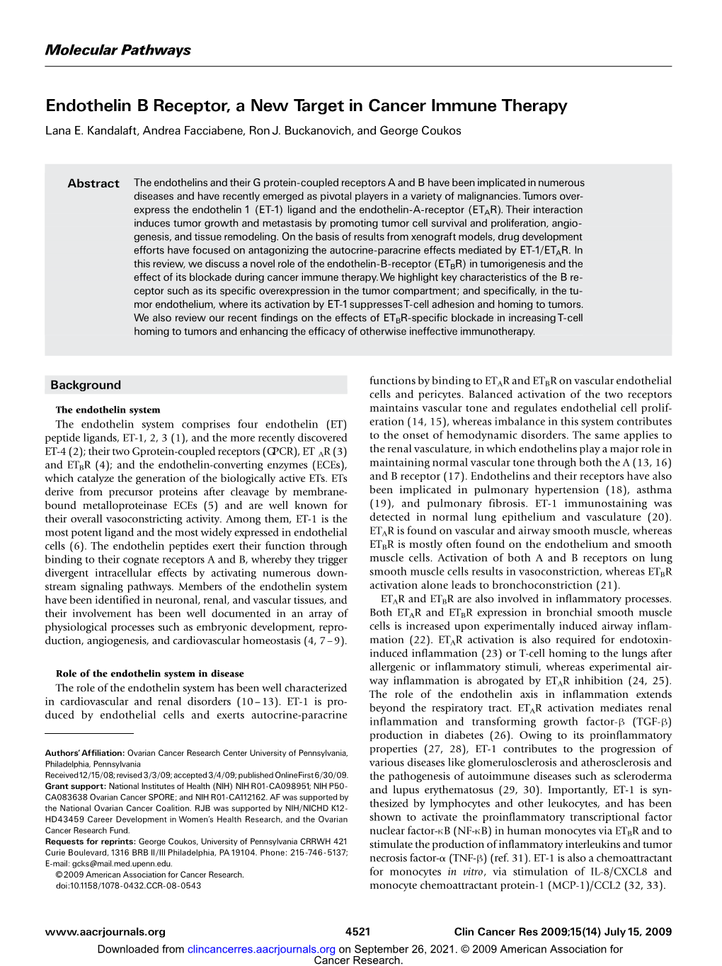 Endothelin B Receptor, a New Target in Cancer Immune Therapy Lana E