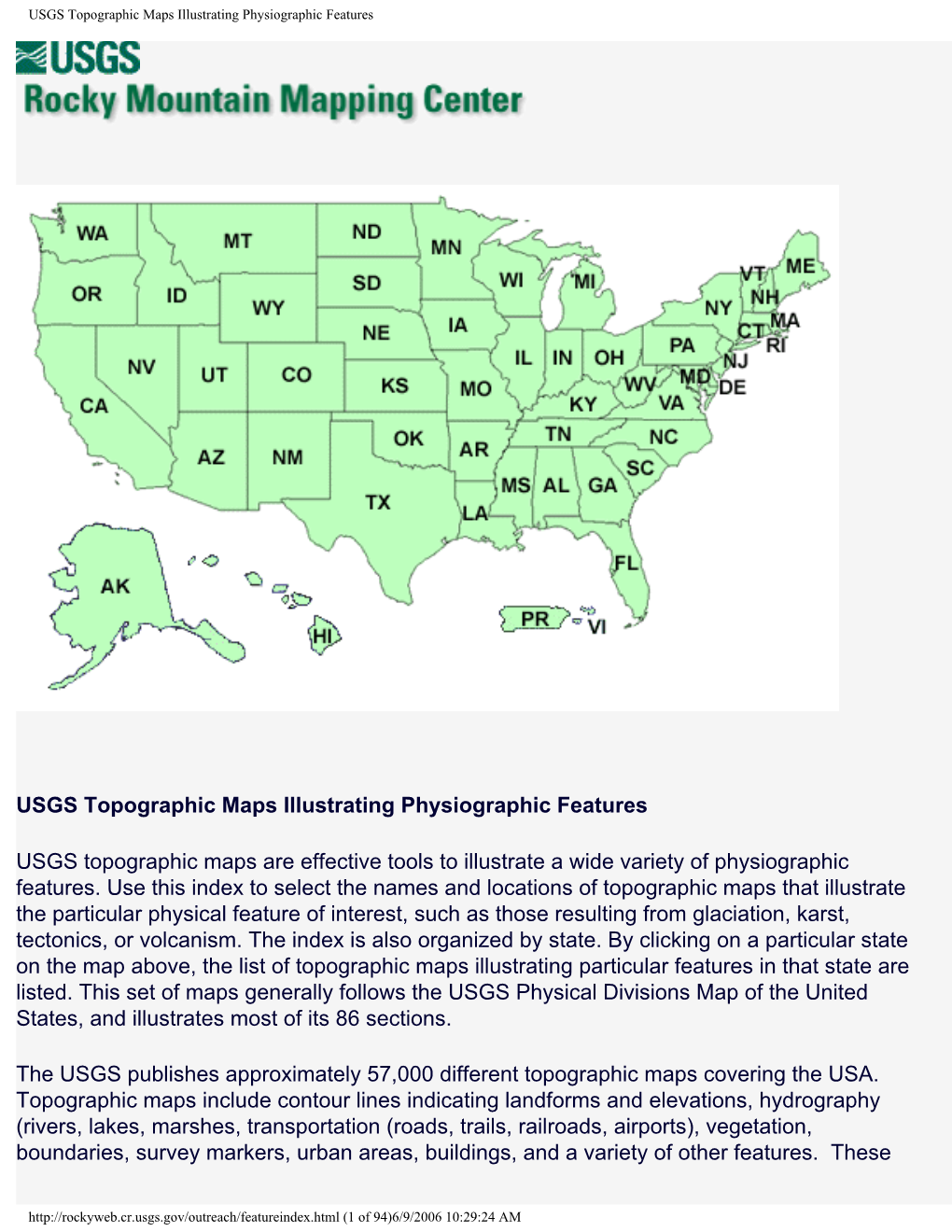 USGS Topographic Maps Illustrating Physiographic Features