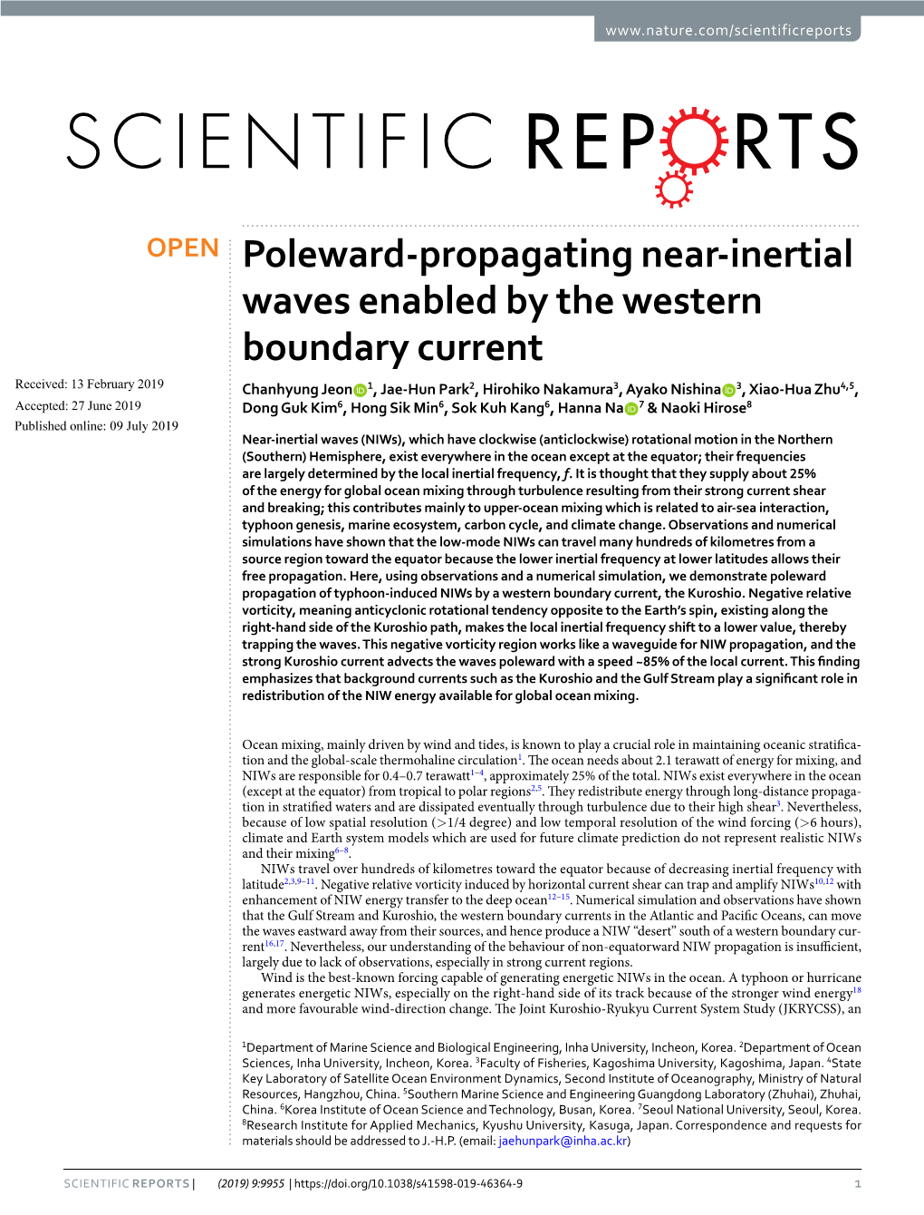 Poleward-Propagating Near-Inertial Waves Enabled by the Western