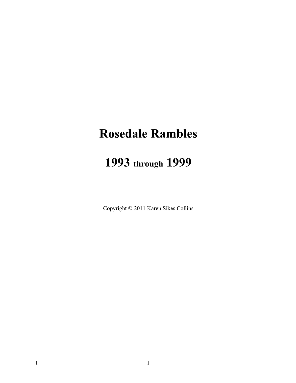 Rosedale Ramble 1995