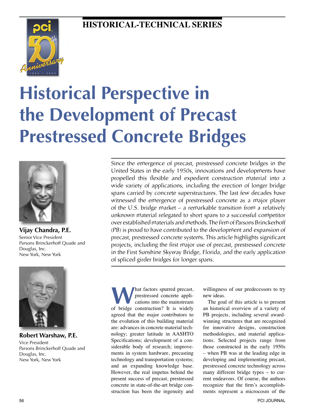 Historical Perspective in the Development of Precast