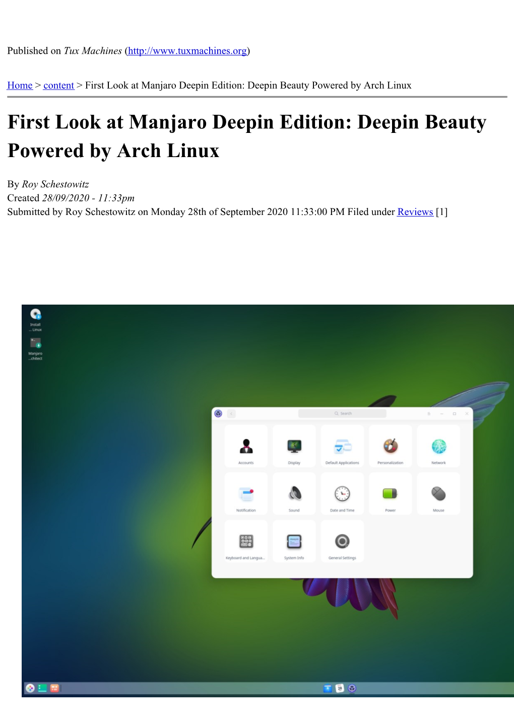 First Look at Manjaro Deepin Edition: Deepin Beauty Powered by Arch Linux