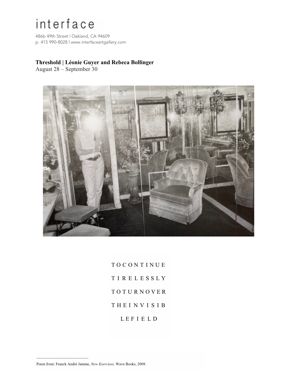 Threshold | Léonie Guyer and Rebeca Bollinger August 28 – September 30