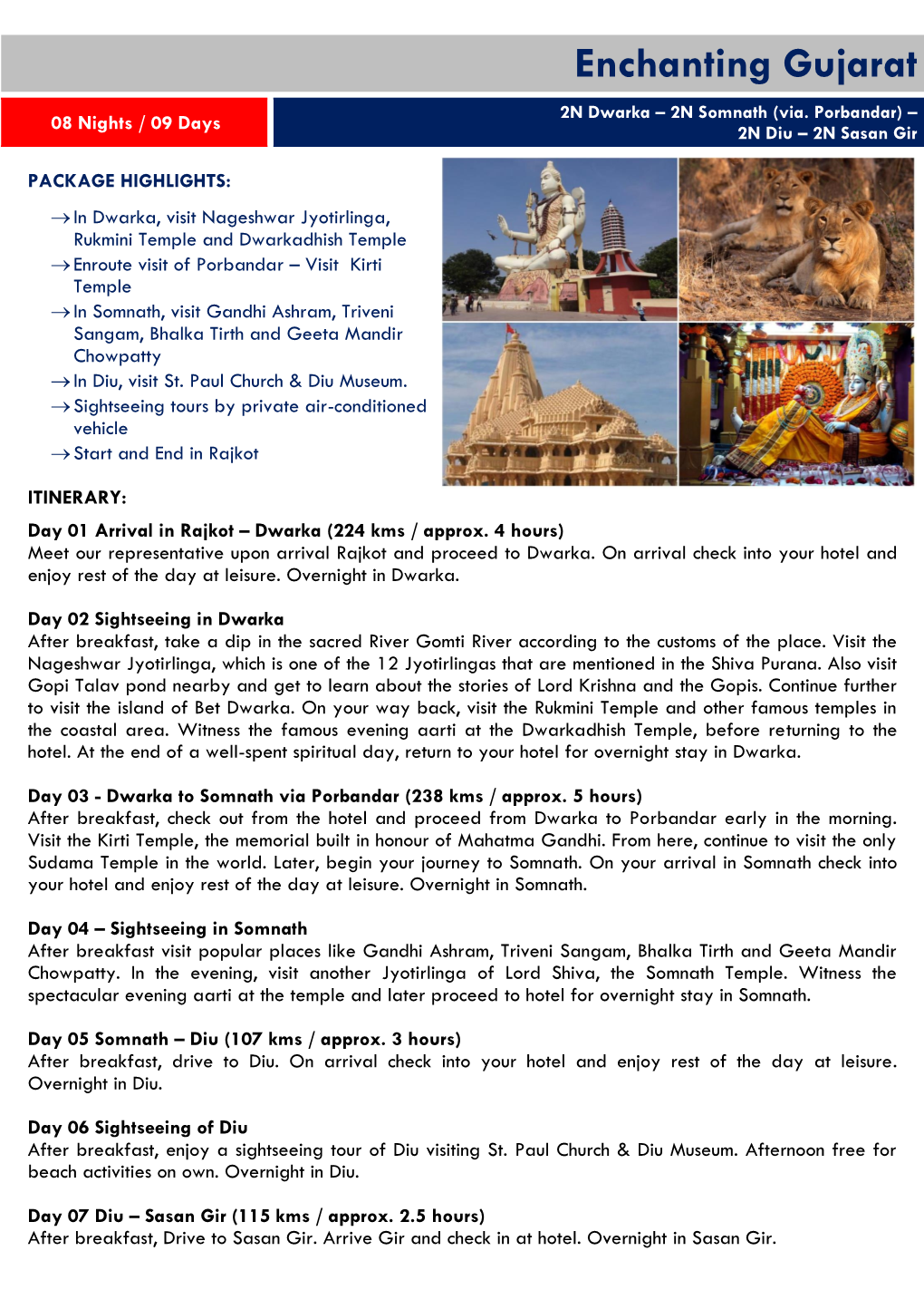 Enchanting Gujarat 2N Dwarka – 2N Somnath (Via