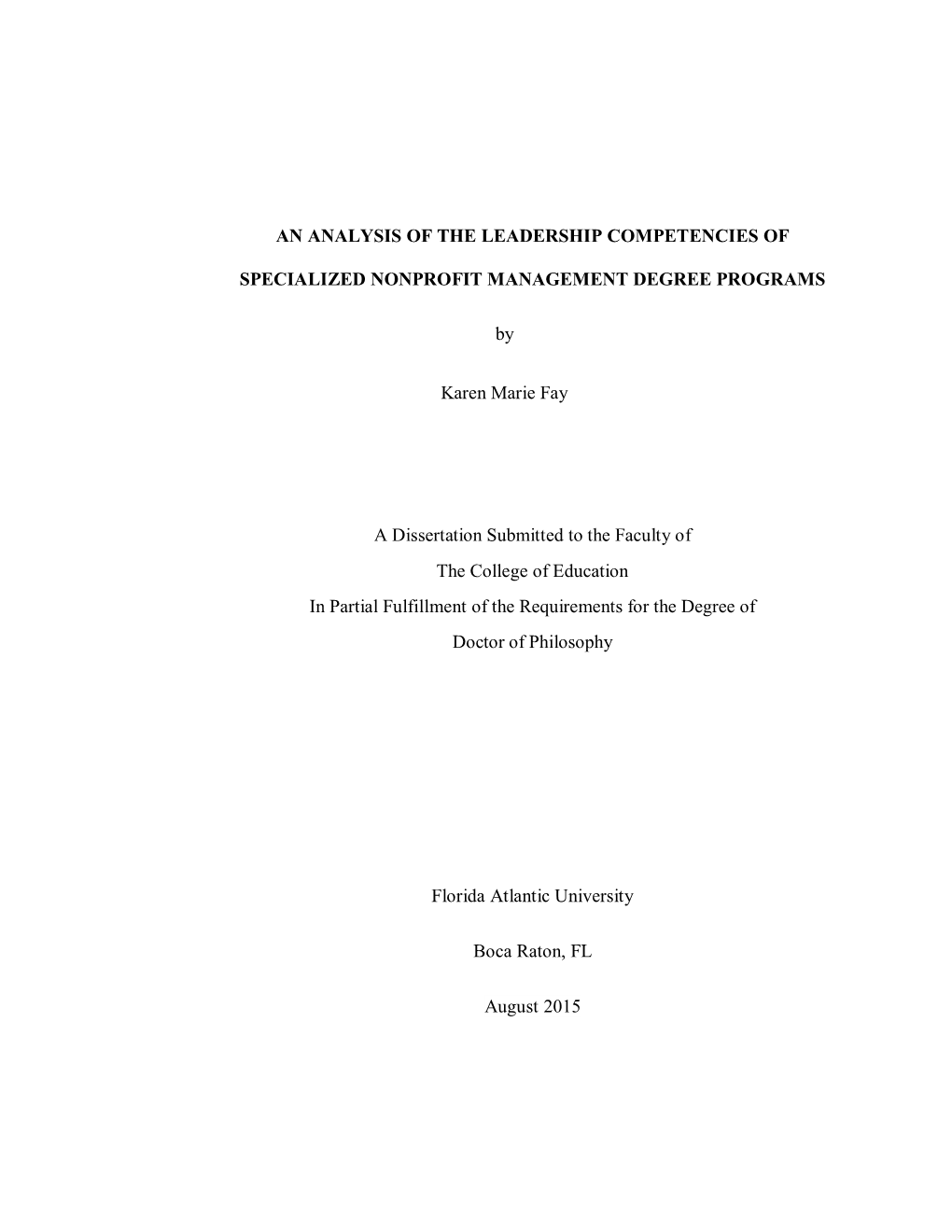 An Analysis of the Leadership Competencies of Specialized Nonprofit Management Degree Programs