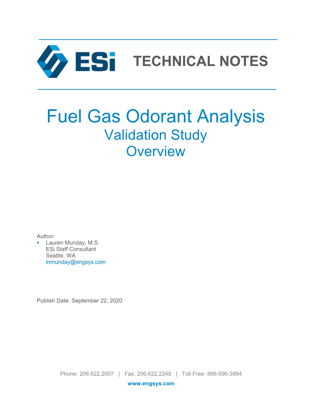 Fuel Gas Odorant Analysis Validation Study Overview