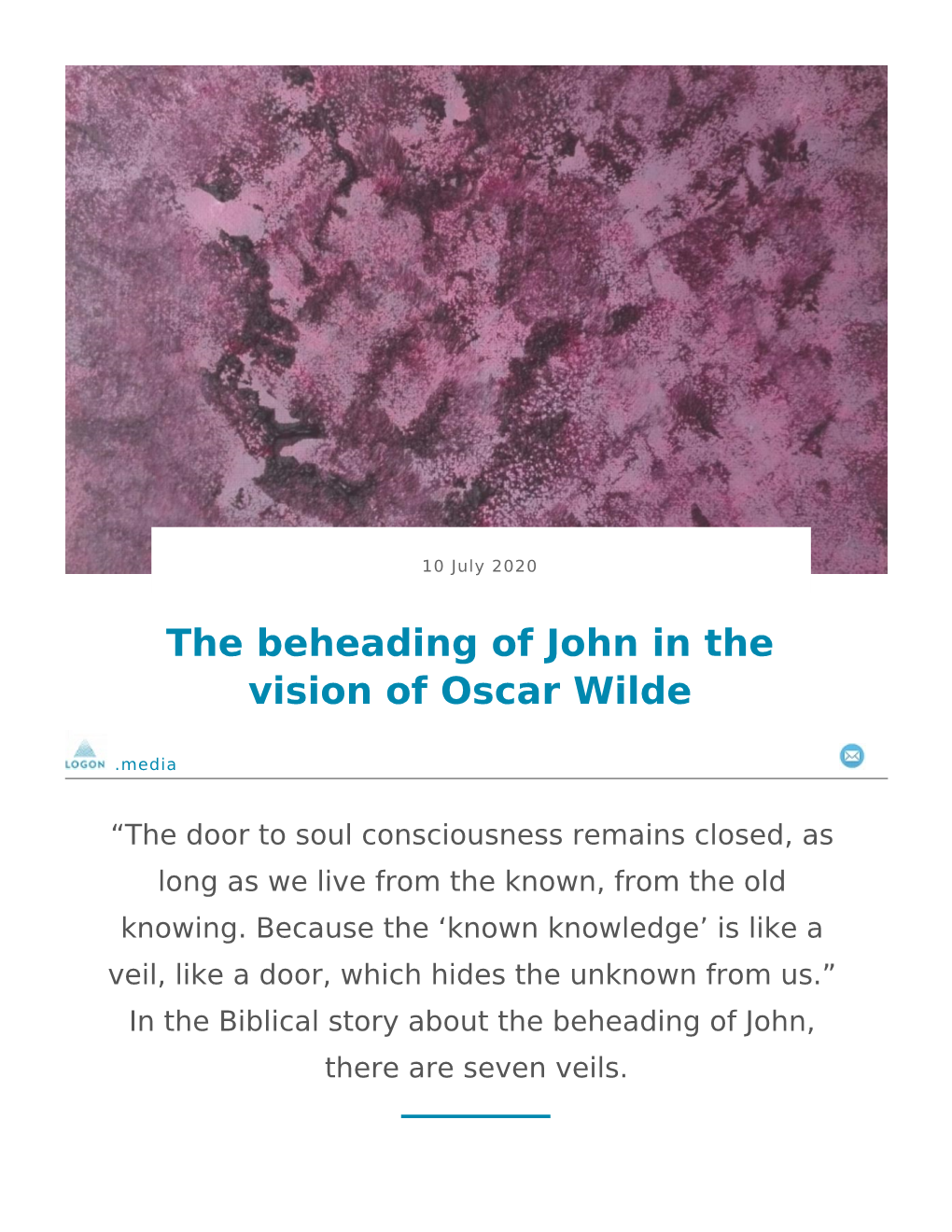The Beheading of John in the Vision of Oscar Wilde